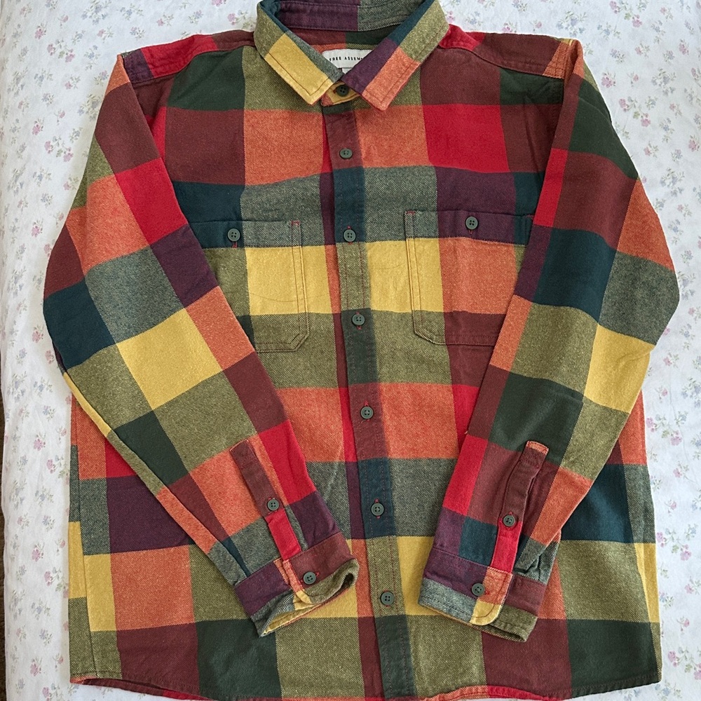 Free Assembly Multicolor Plaid Button-Down Shirt in Size XXL (18) Boys
